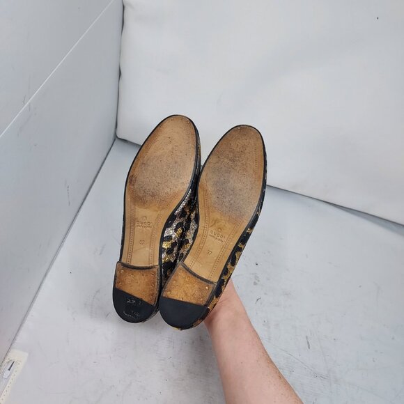 Gucci Jordaan Gold Black Leopard Horsebit Loafer Shoe - Picture 2 of 11
